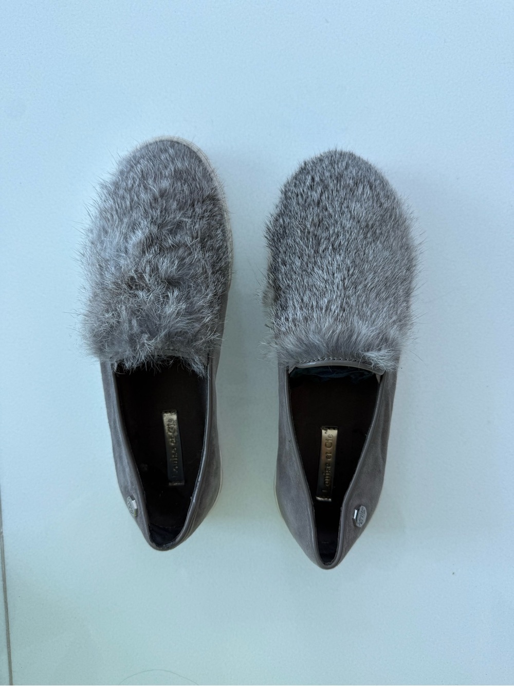 Louise et Cie Gray Faux Fur Slip-On Loafers